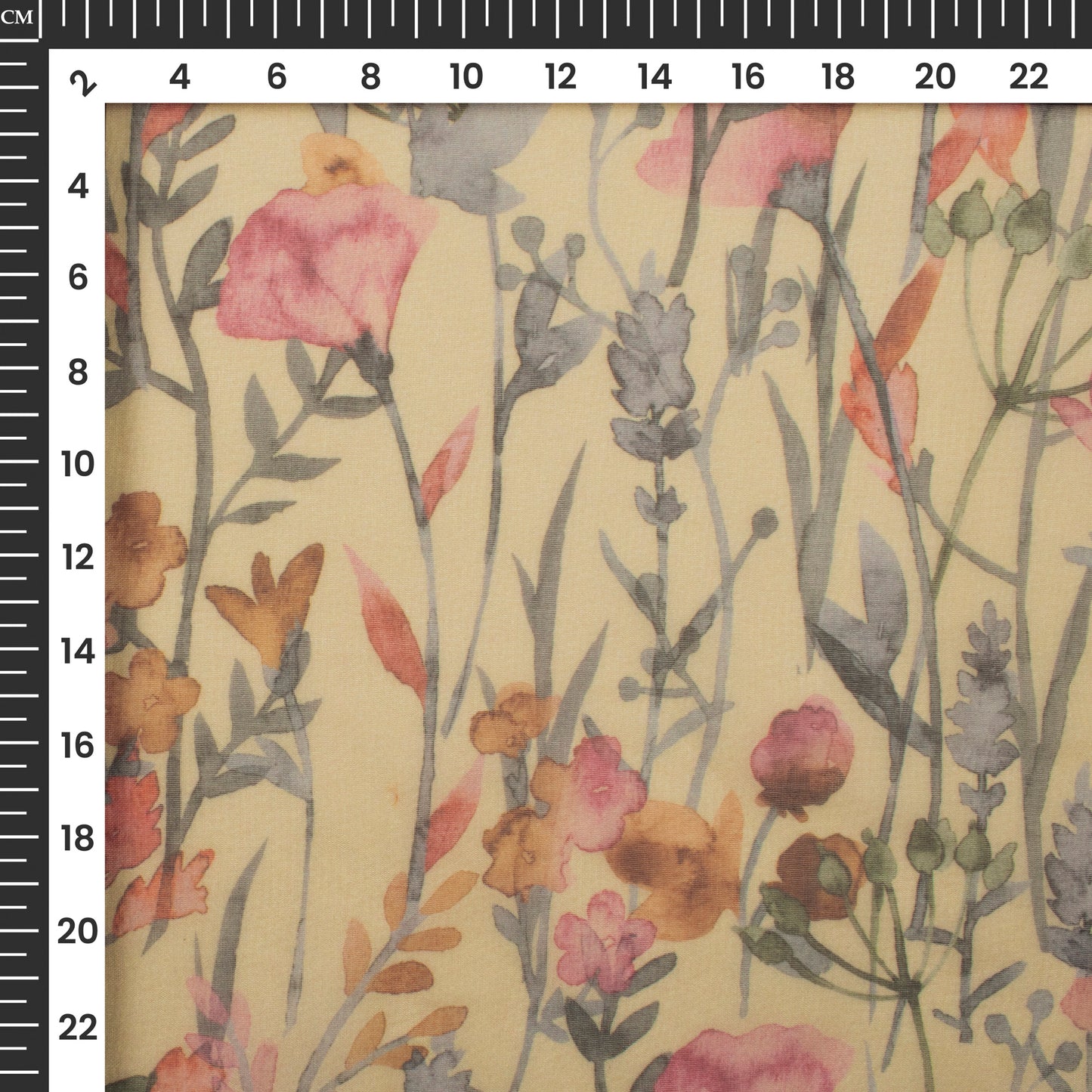 Lovely Beige Vintage Rose Digital Print Matt Organza Fabric