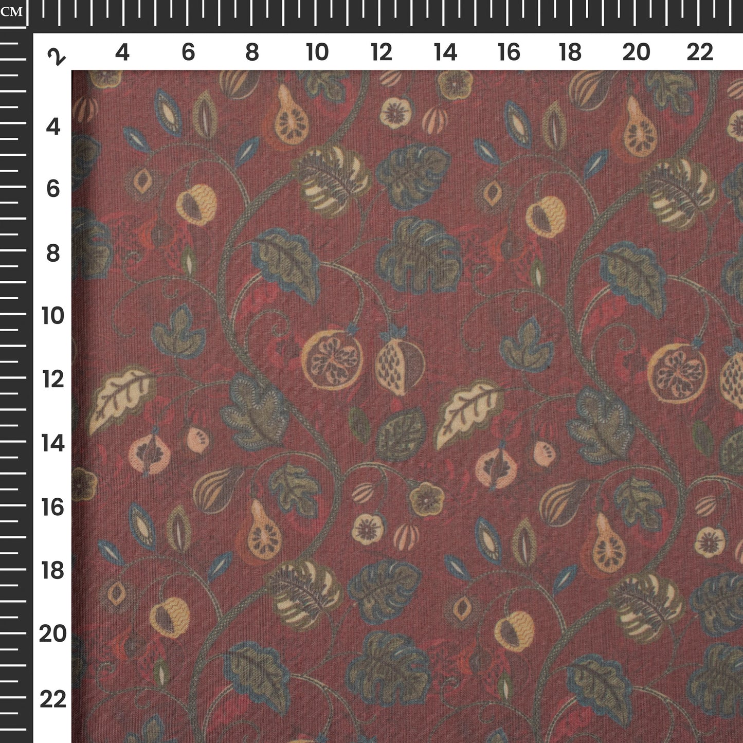 Groovy Wine Floral Digital Print Matt Organza Fabric