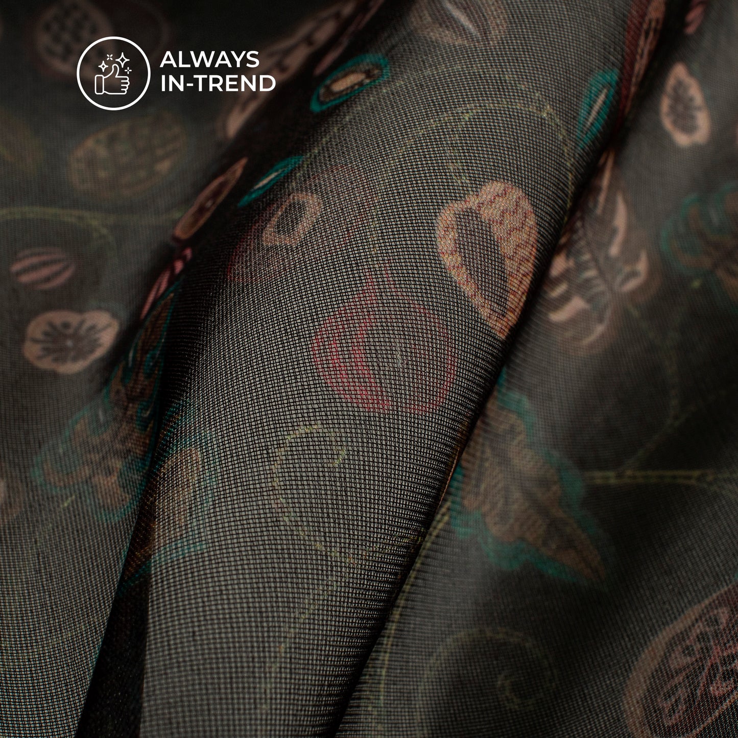 Pleasing Floral Digital Print Matt Organza Fabric