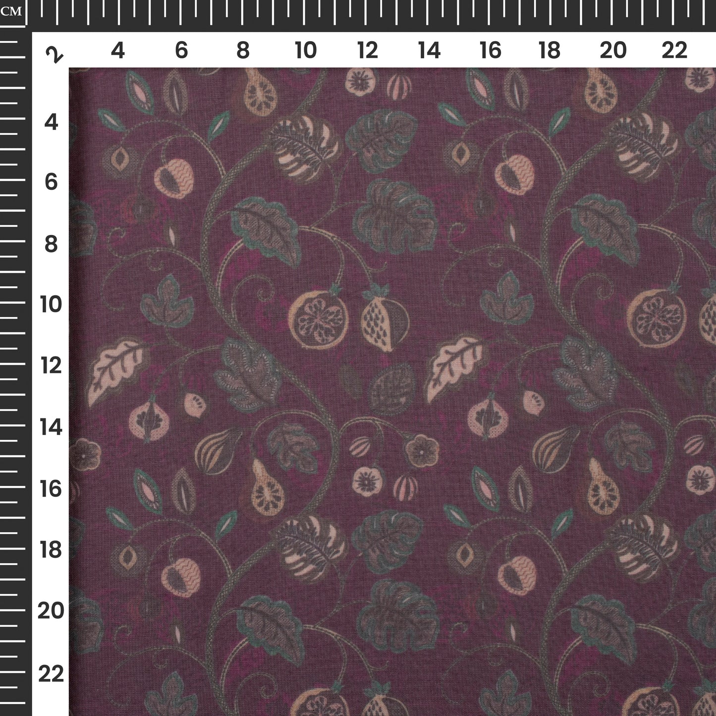 Groovy Grape Floral Digital Print Matt Organza Fabric