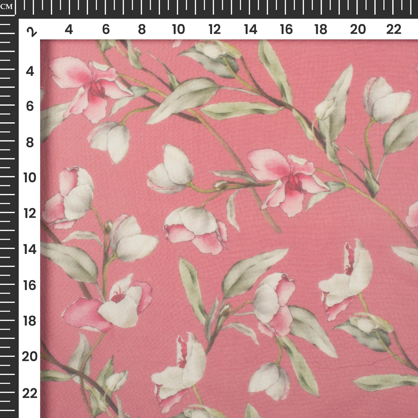 Wondrous Rose Pink Digital Print Matt Organza Fabric