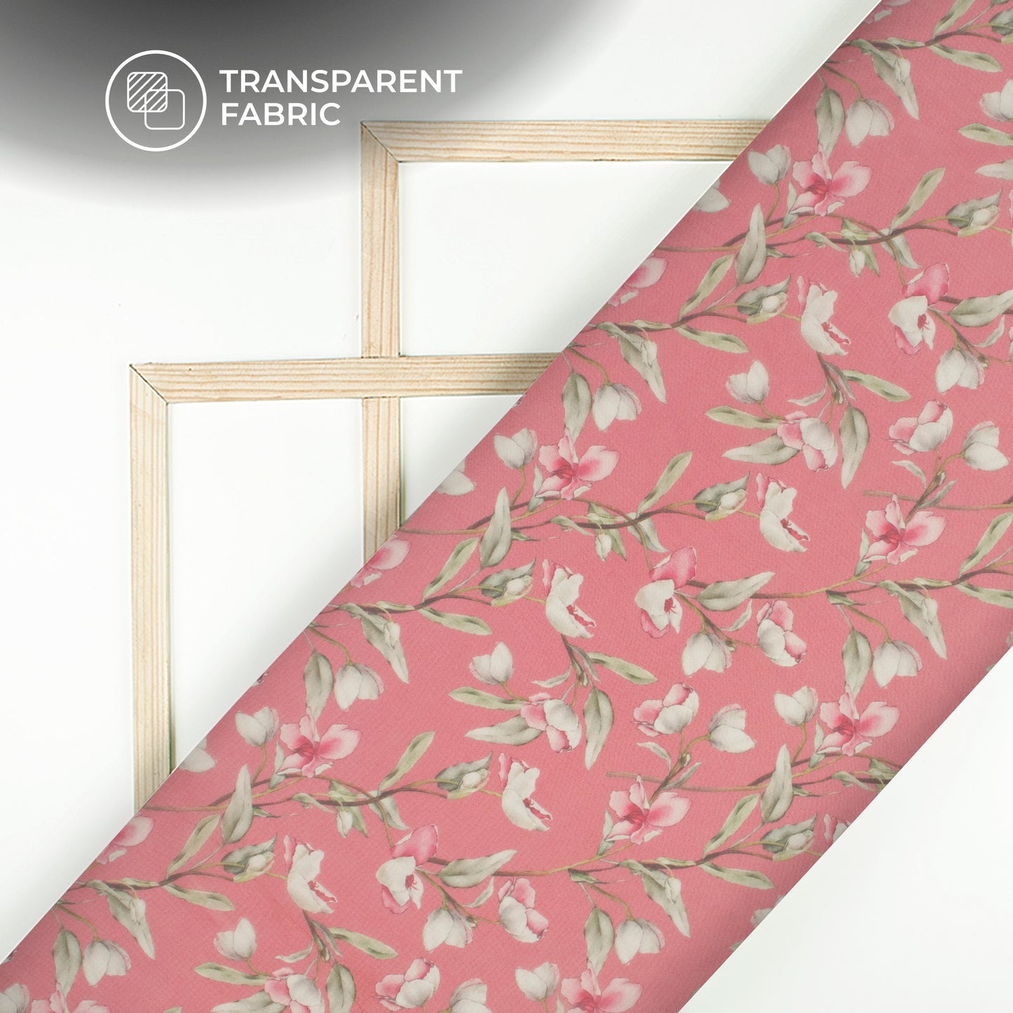 Wondrous Rose Pink Digital Print Matt Organza Fabric