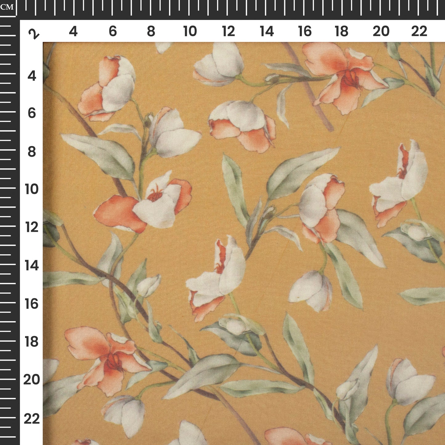 Canary Floral Digital Print Matt Organza Fabric