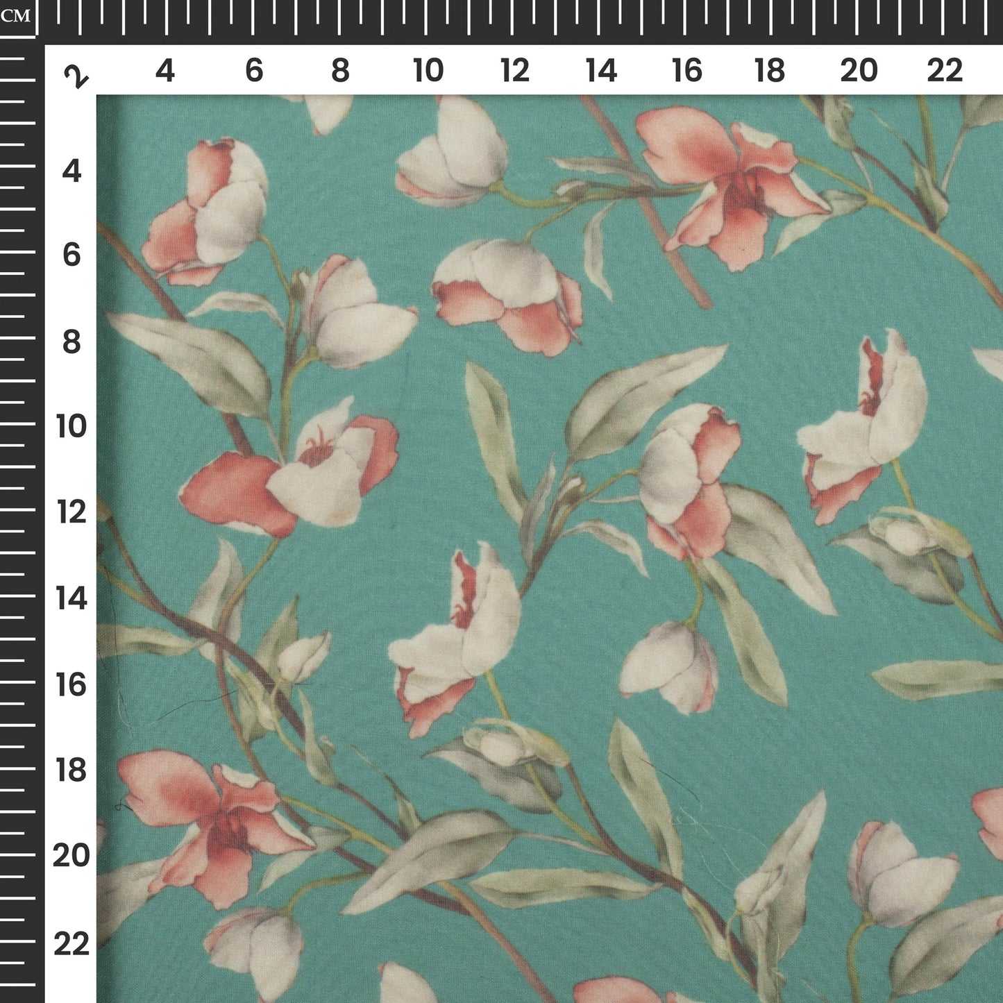 Lovely Pine Floral Digital Print Matt Organza Fabric