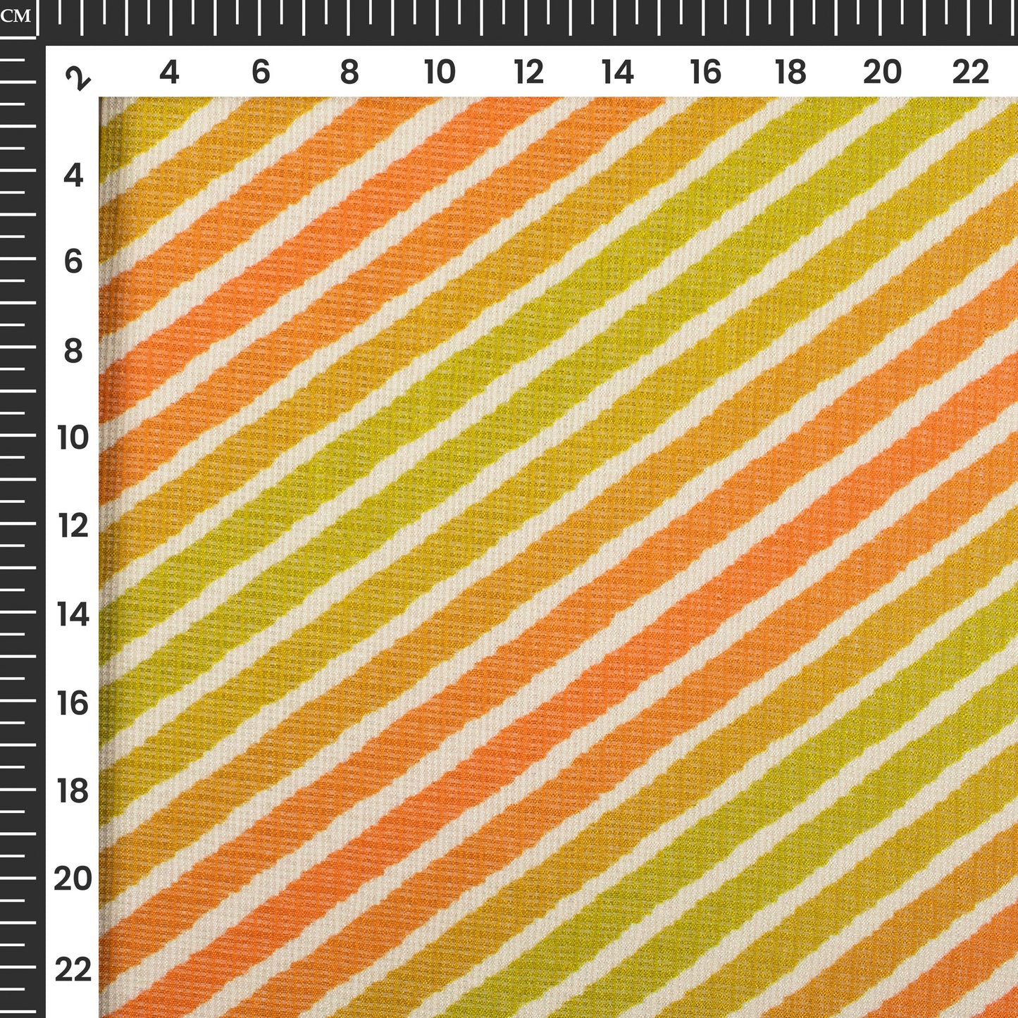 Orange And Green Leheriya Digital Print Kota Doria Fabric