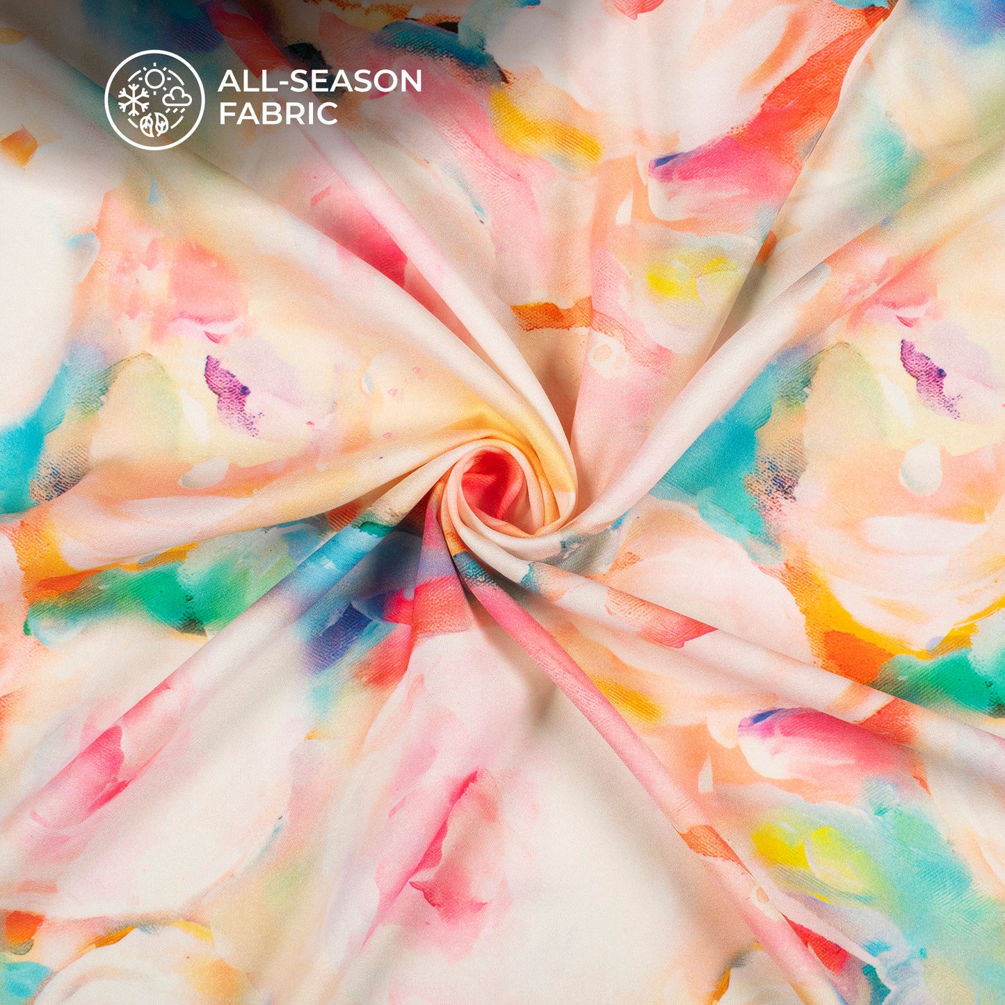 Beautiful Tye Dye Floral Digital Print Moss Crepe Fabric