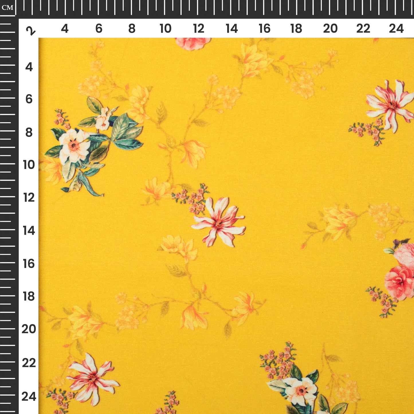 Trendy Peach Floral Digital Print Muslin Fabric