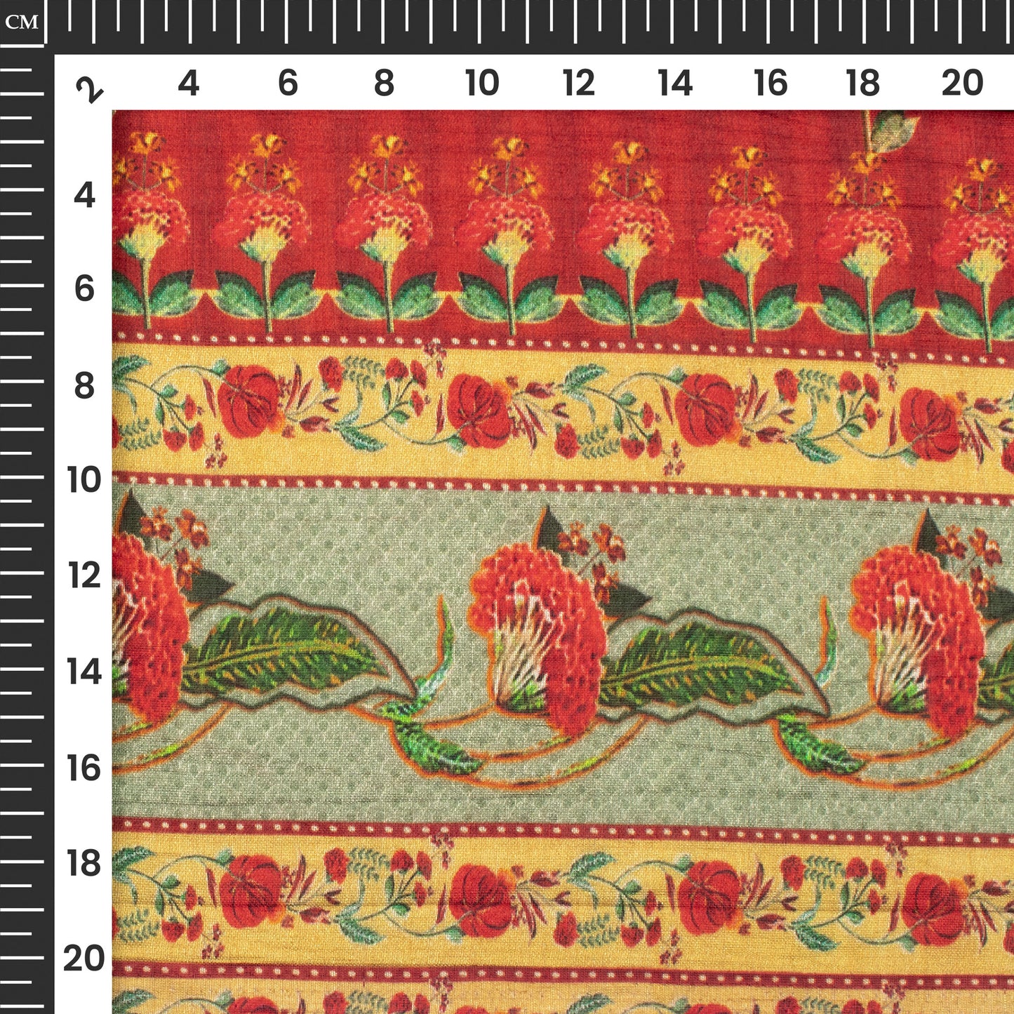 Stunning Mugal Floral Digital Print Viscose Chanderi Fabric