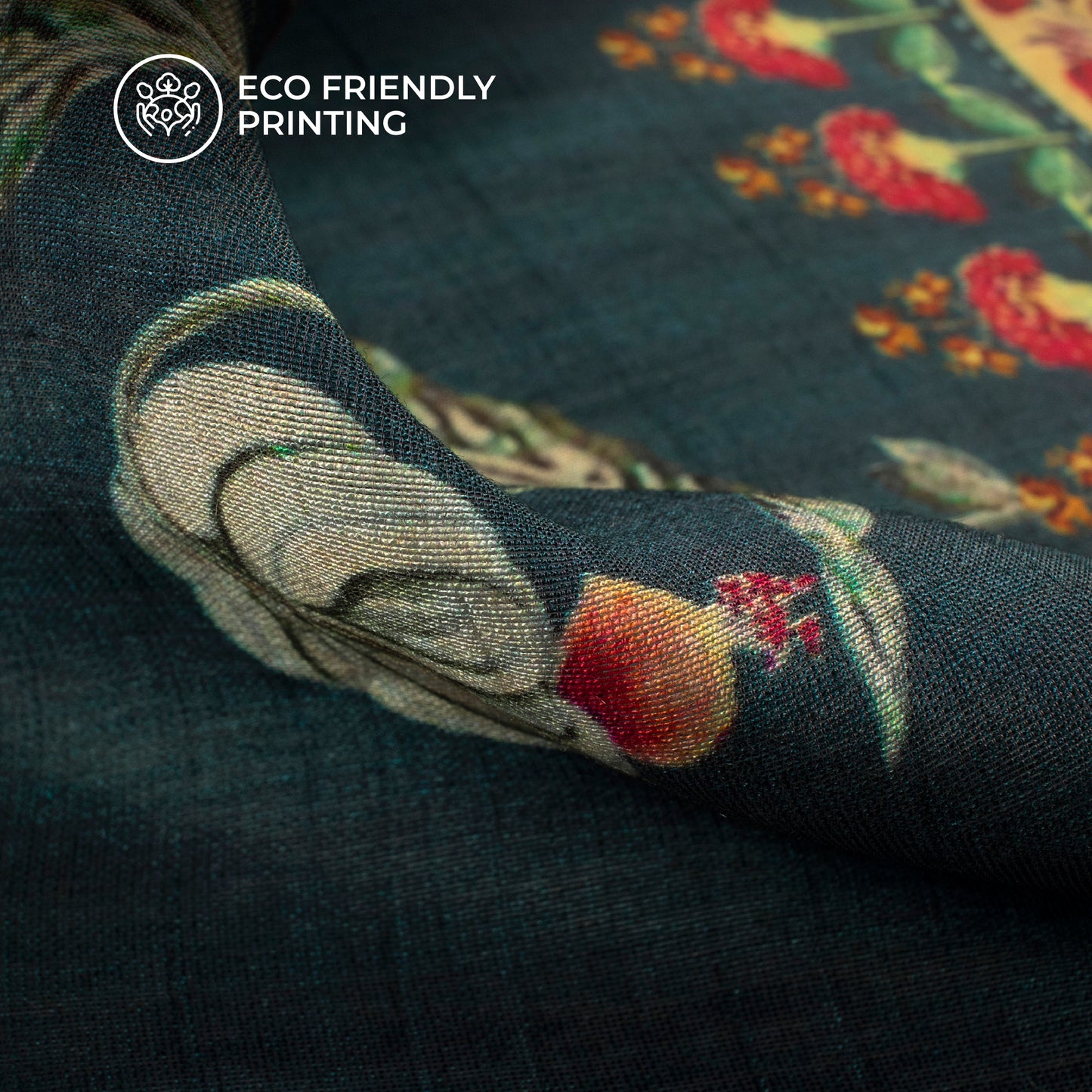 Trendy Mugal Floral Digital Print Viscose Chanderi Fabric