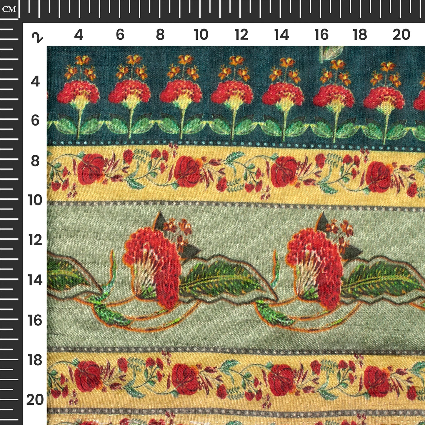 Trendy Mugal Floral Digital Print Viscose Chanderi Fabric