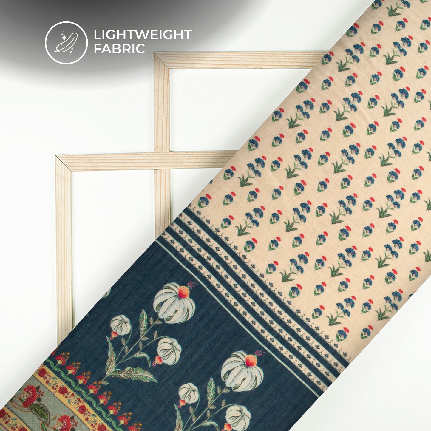 Trendy Mugal Floral Digital Print Viscose Chanderi Fabric