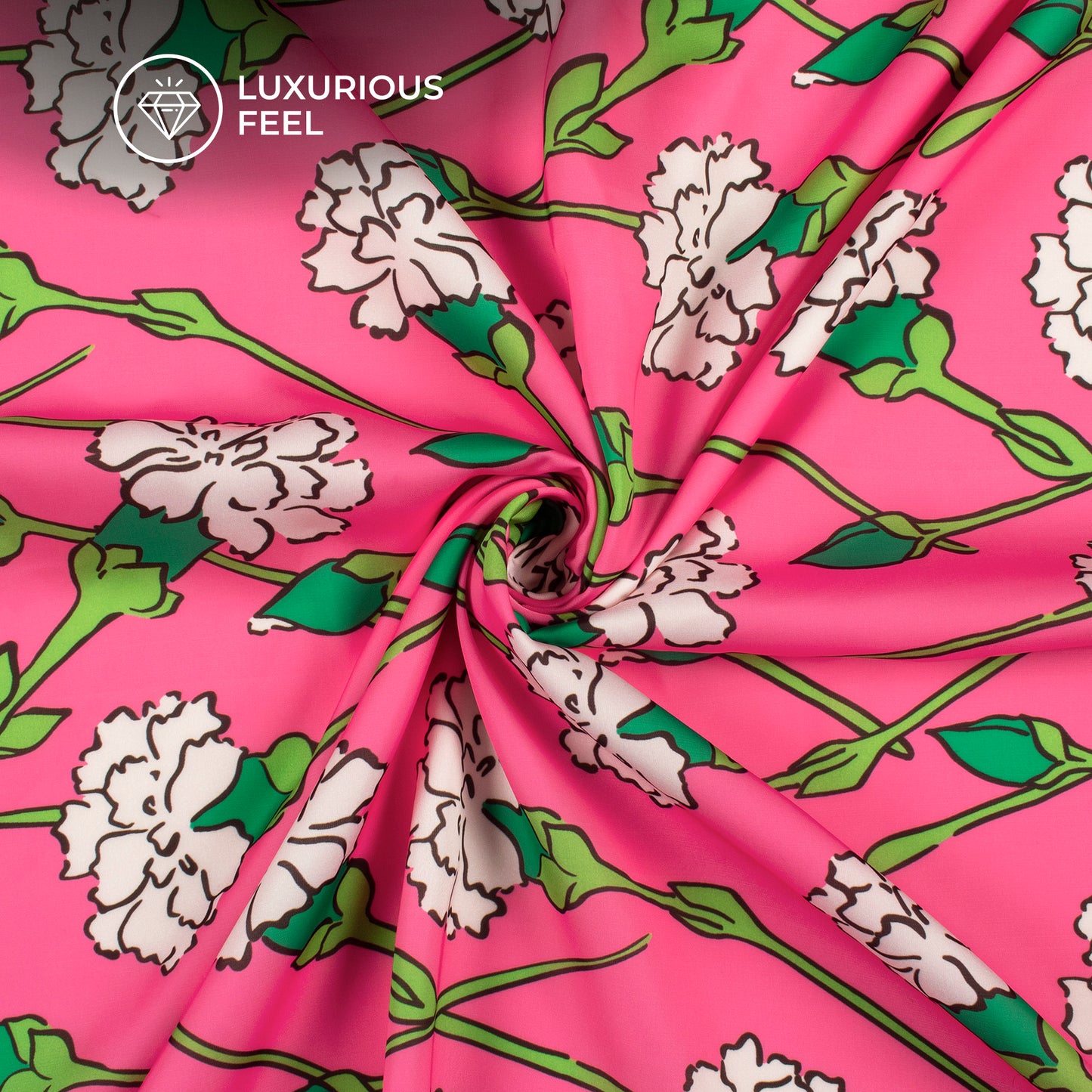 Bestselling Pink Digital Print Imported Satin Fabric