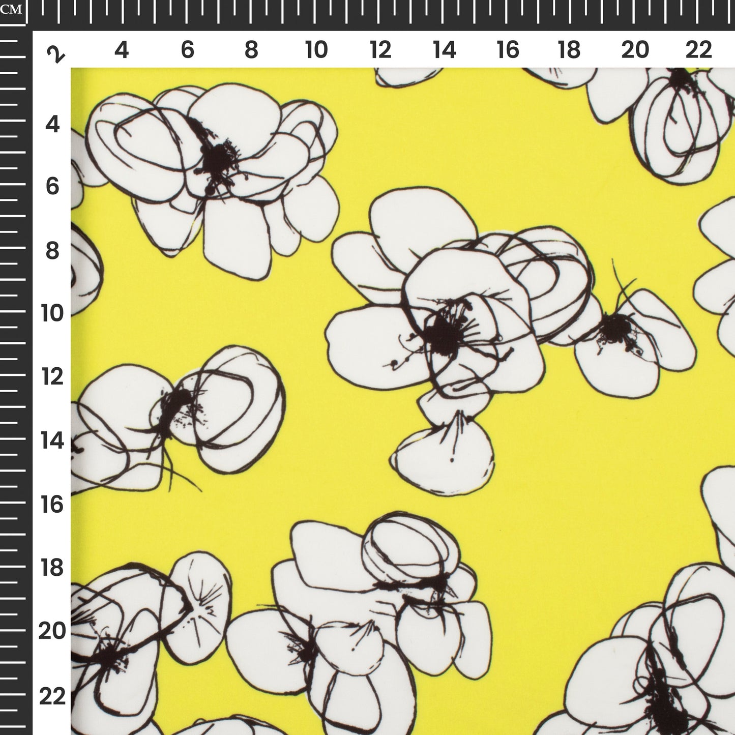 Brilliant Yellow Floral Digital Print Imported Satin Fabric