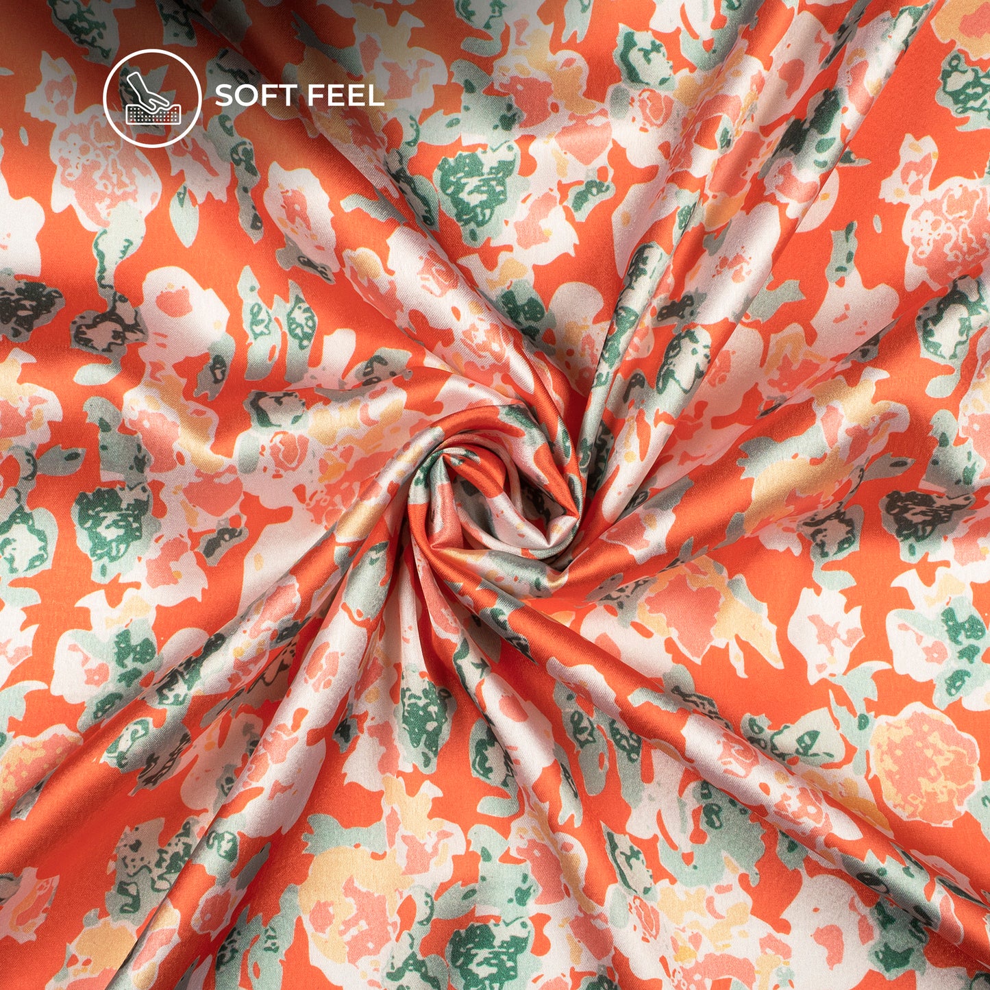 Floral Digital Print Japan Satin Fabric