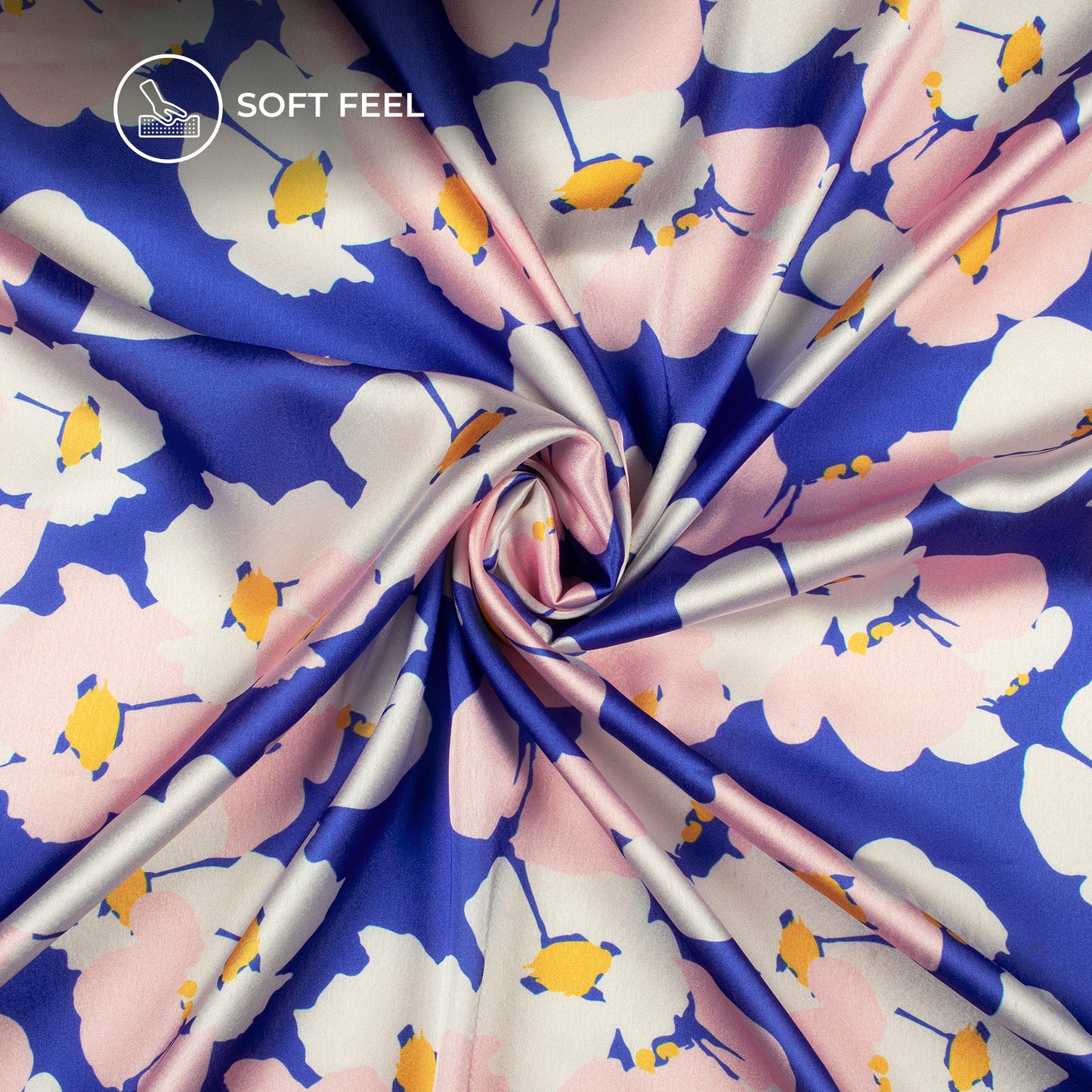 Royal Floral Digital Print Japan Satin Fabric