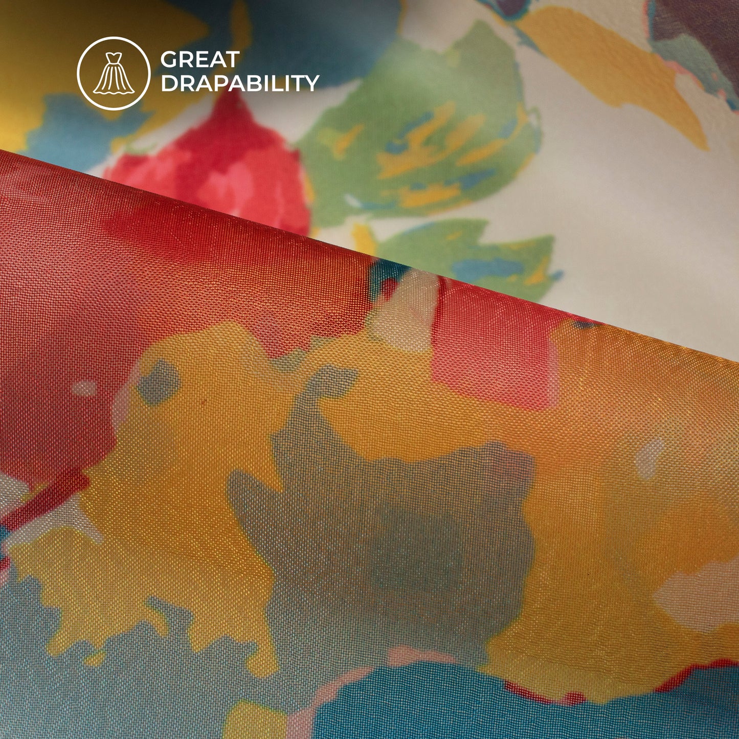 Lovish Floral Digital Print Organza Satin Fabric