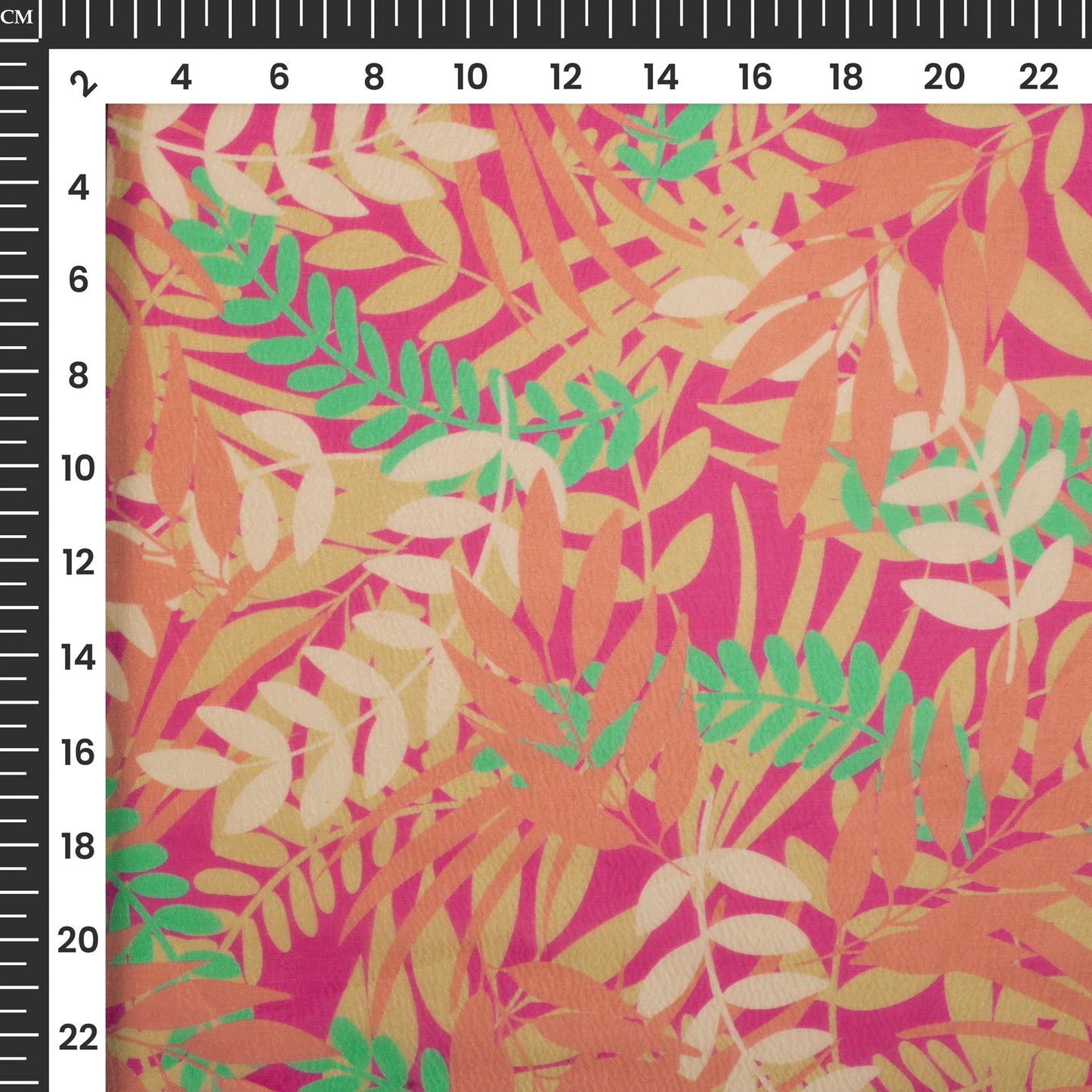 Blushing Leafage Digital Print Organza Satin Fabric