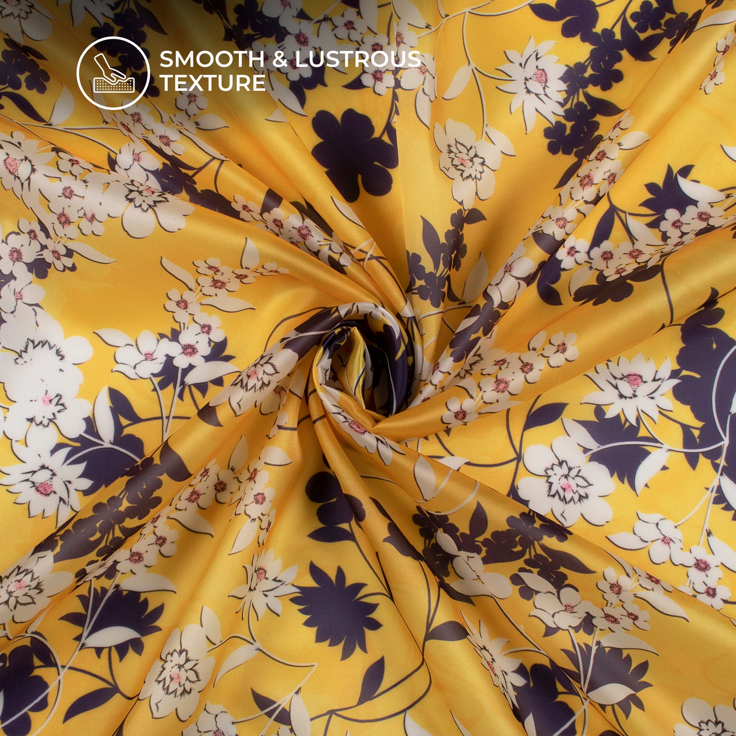 Bright Floral Digital Print Organza Satin Fabric