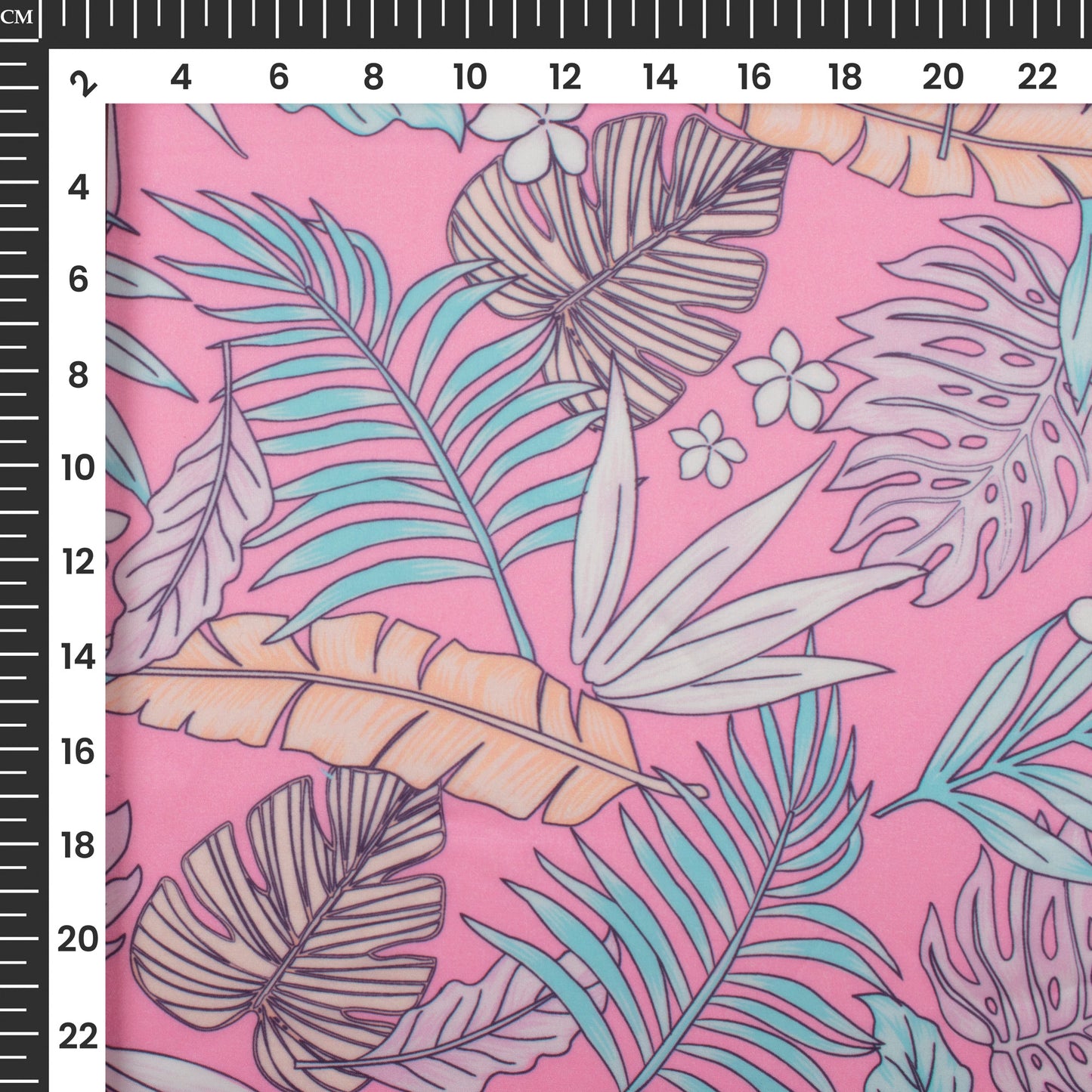 Vintage Leaf Digital Print Organza Satin Fabric