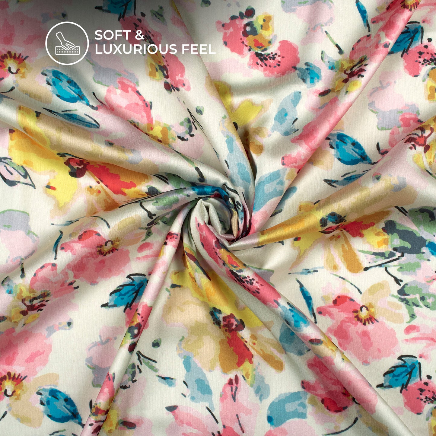 Floral Digital Print Chiffon Satin Fabric