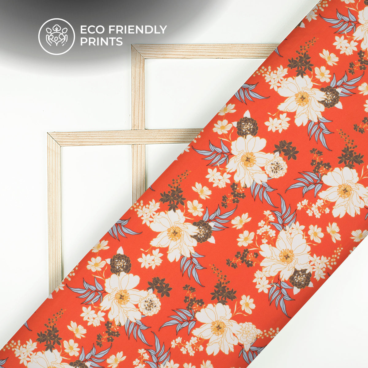 Trendy Red Floral Digital Print Butter Crepe Fabric