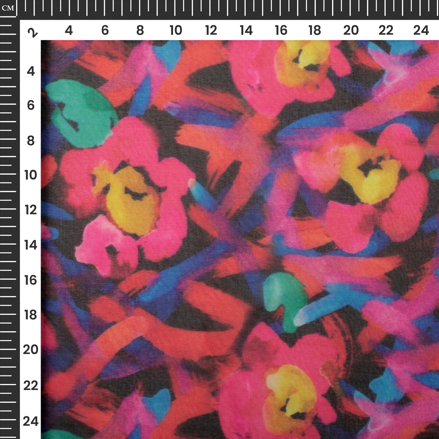 Trendy Pink Floral Digital Print Matt Organza Fabric