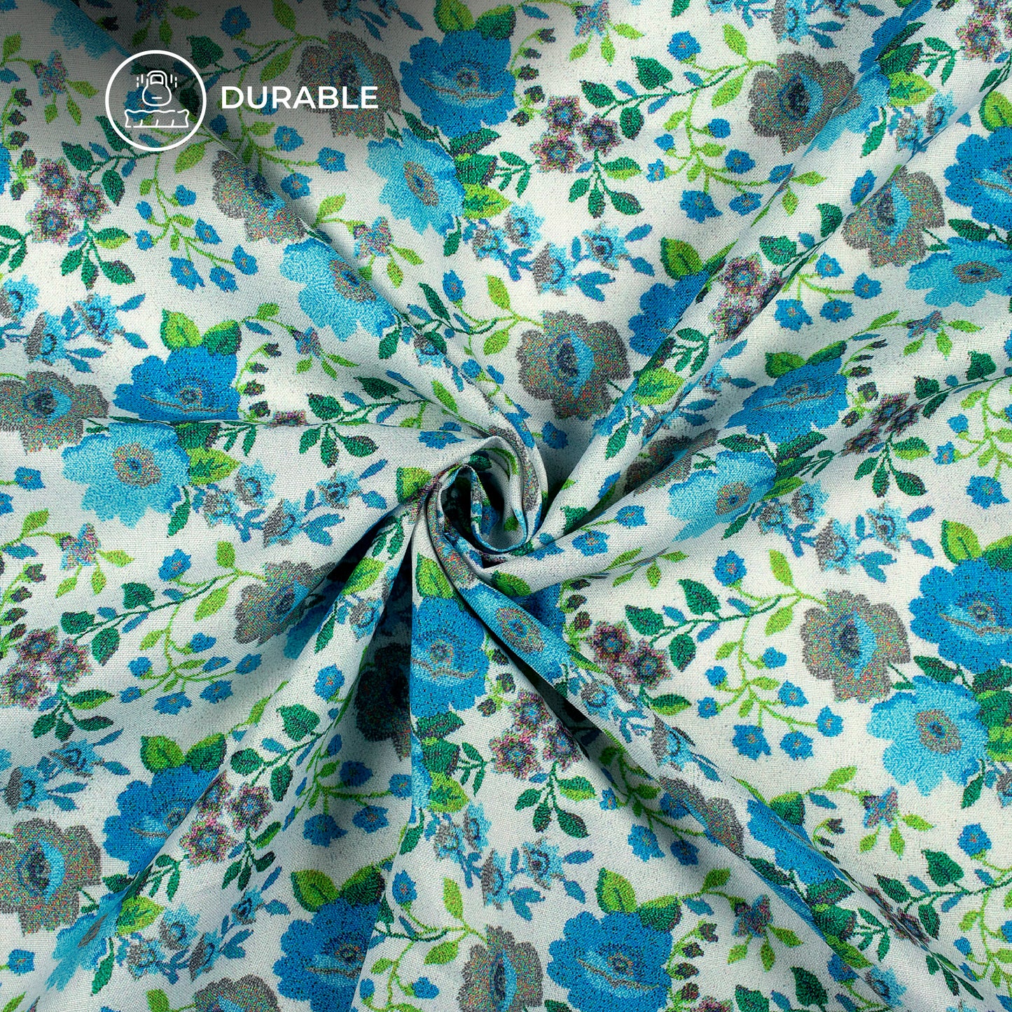 Vintage Floral Digital Print Poly Linen Fabric