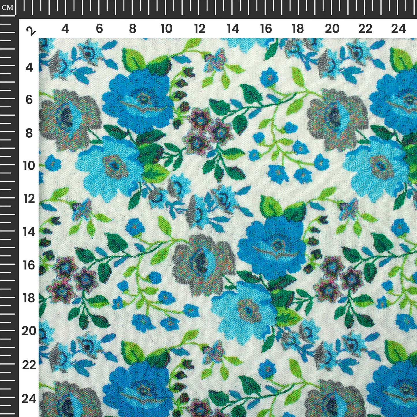 Vintage Floral Digital Print Poly Linen Fabric