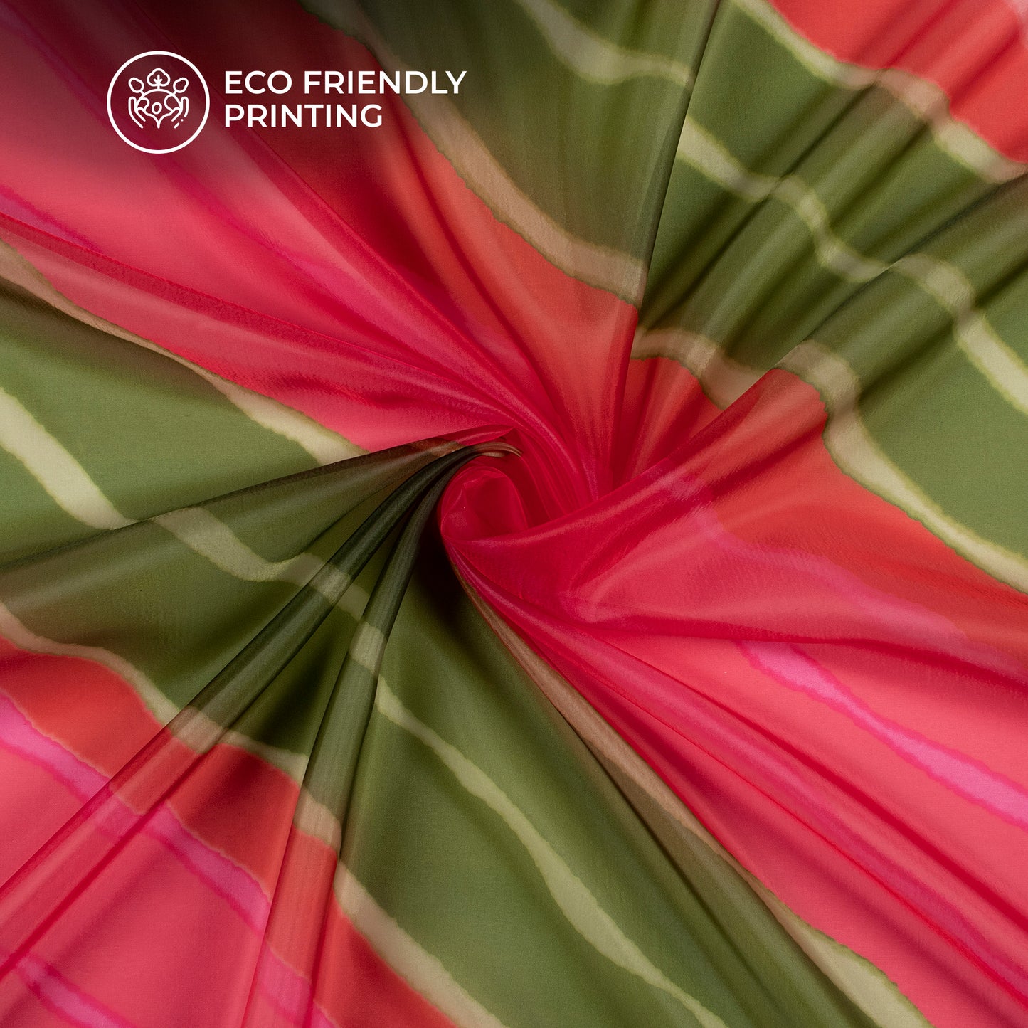 Leheriya Digital Print Organza Satin Fabric
