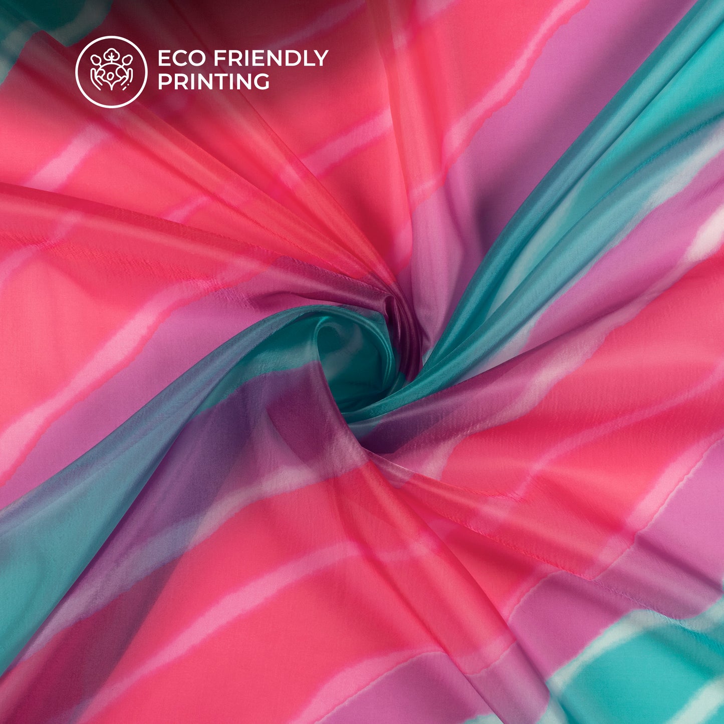 Leheriya Digital Print Organza Satin Fabric