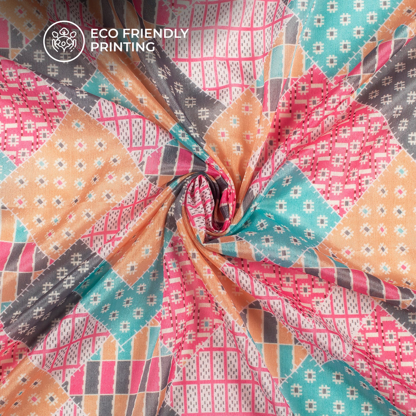 Coloring Geometric Digital Print Poly Chinnon Chiffon Fabric