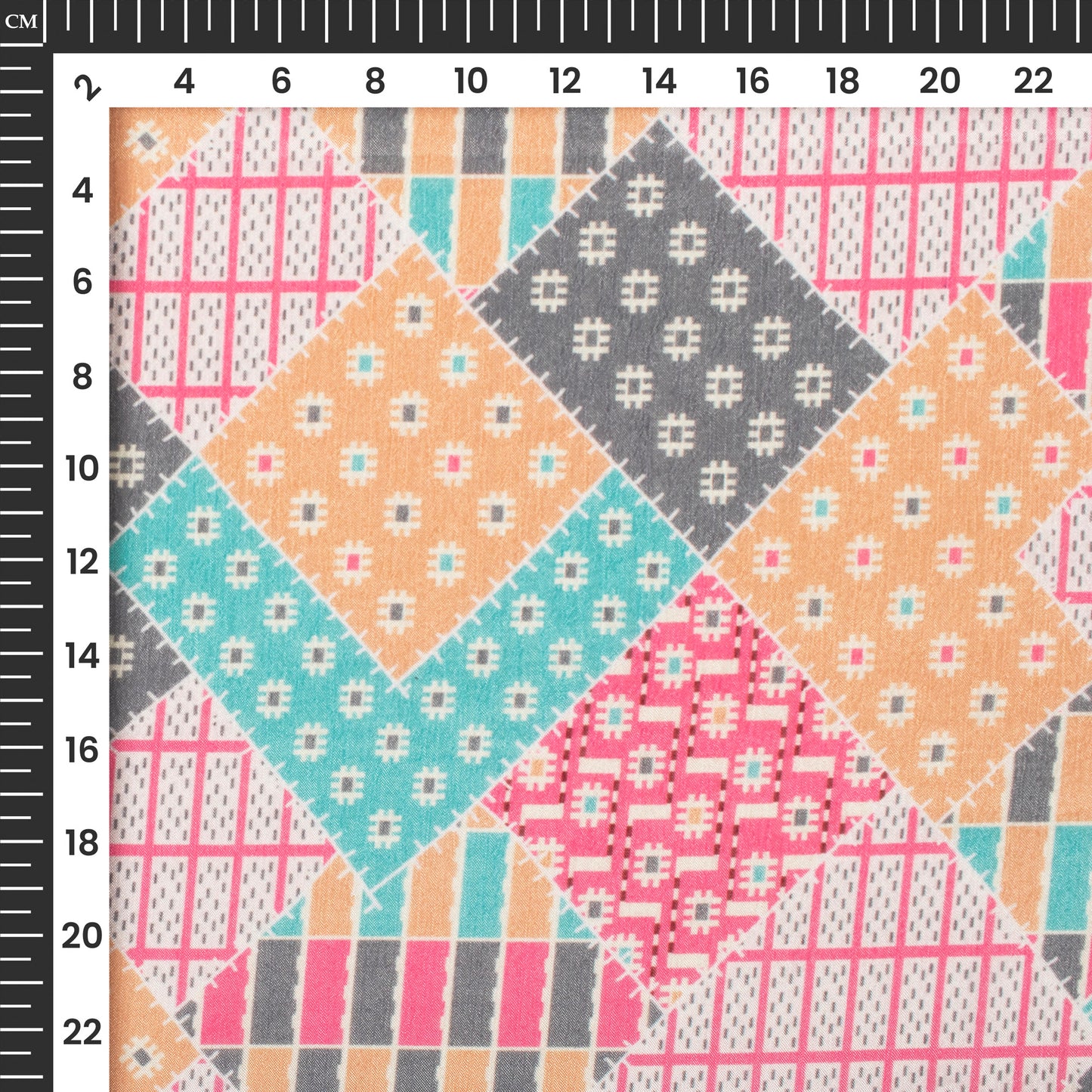 Coloring Geometric Digital Print Poly Chinnon Chiffon Fabric