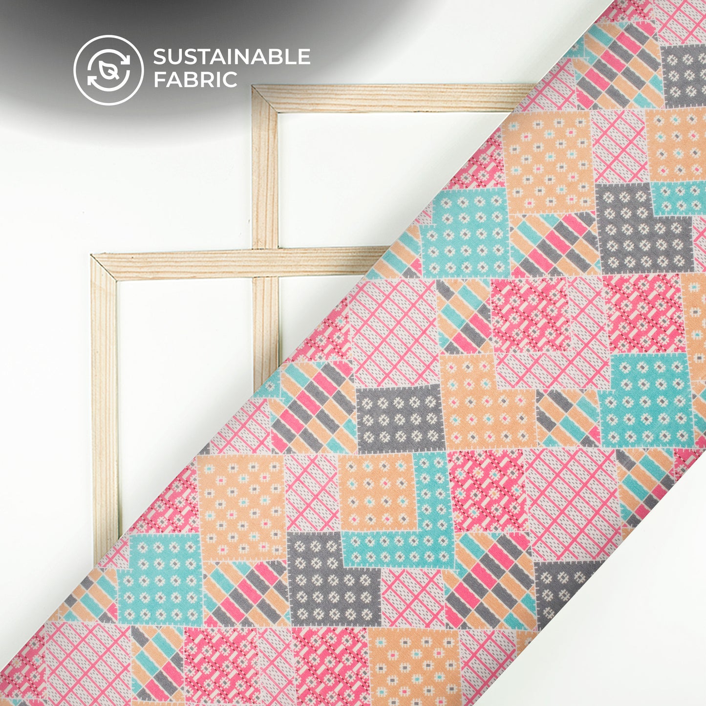 Coloring Geometric Digital Print Poly Chinnon Chiffon Fabric