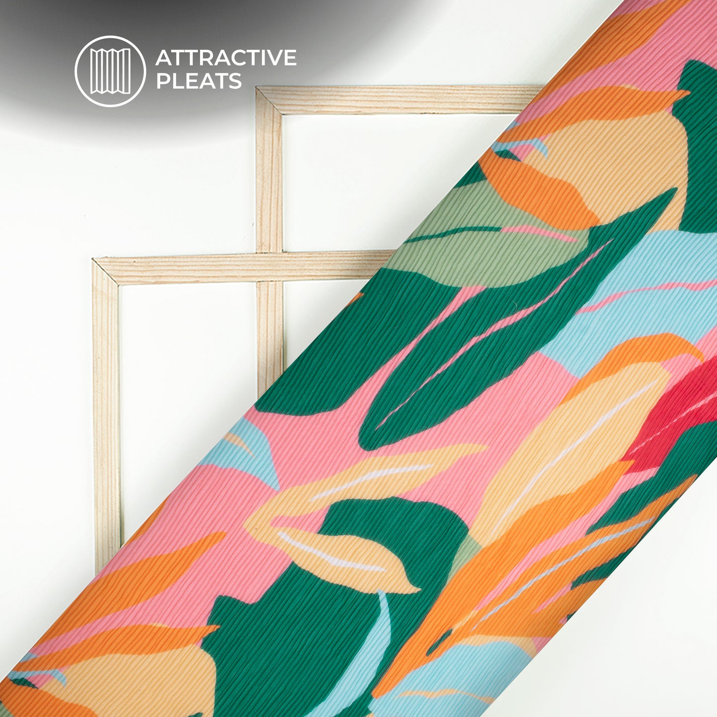 Multi-Color Abstract Digital Print Georgette Pleated Fabric