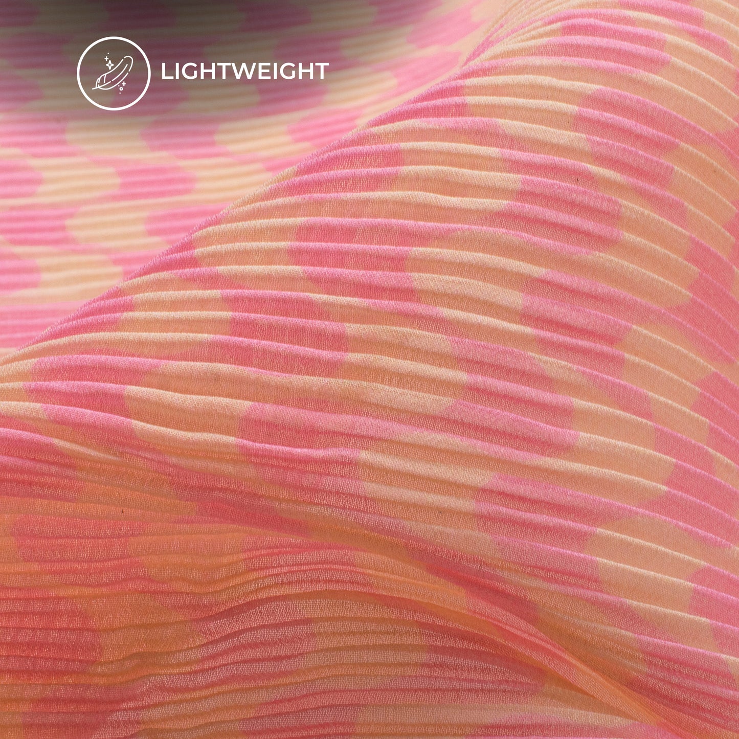 Hot Pink Leheriya Digital Print Georgette Pleated Fabric