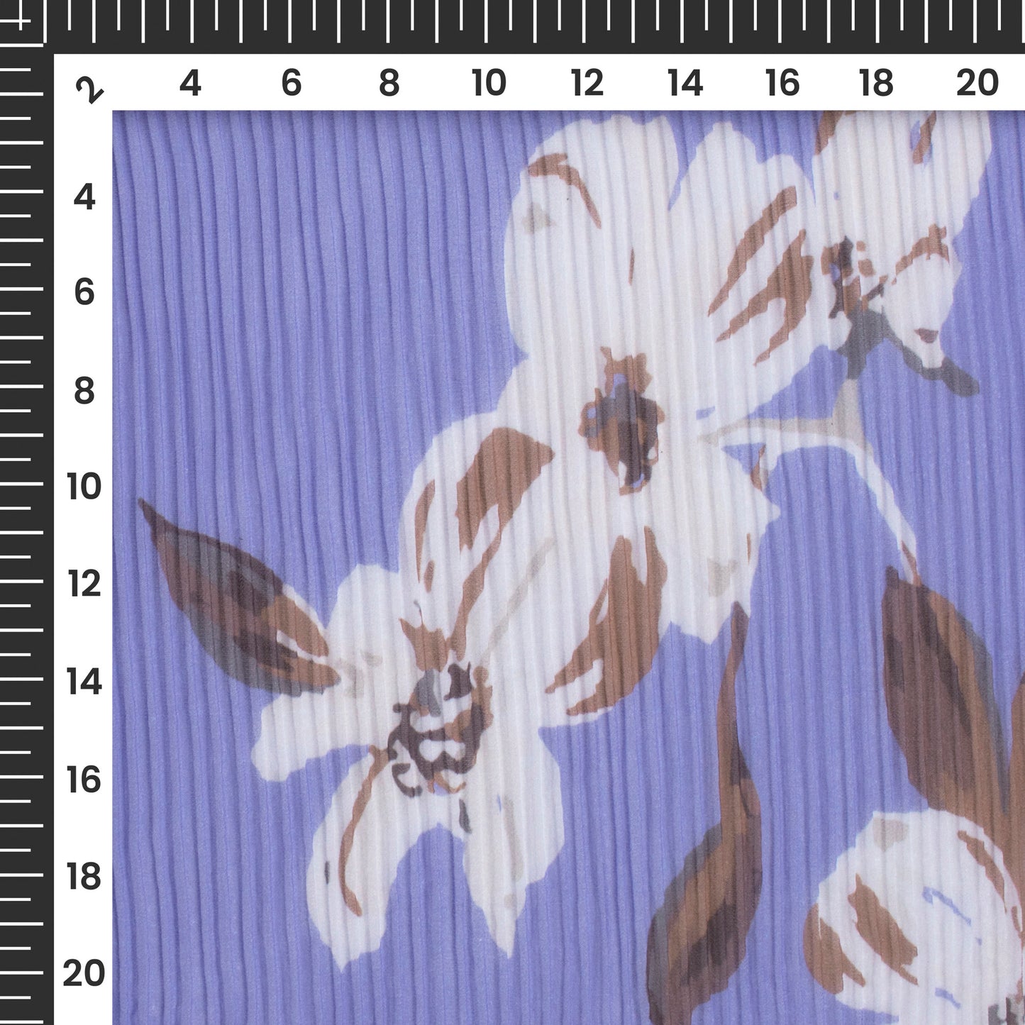 Tufts Blue Floral Digital Print Georgette Pleated Fabric
