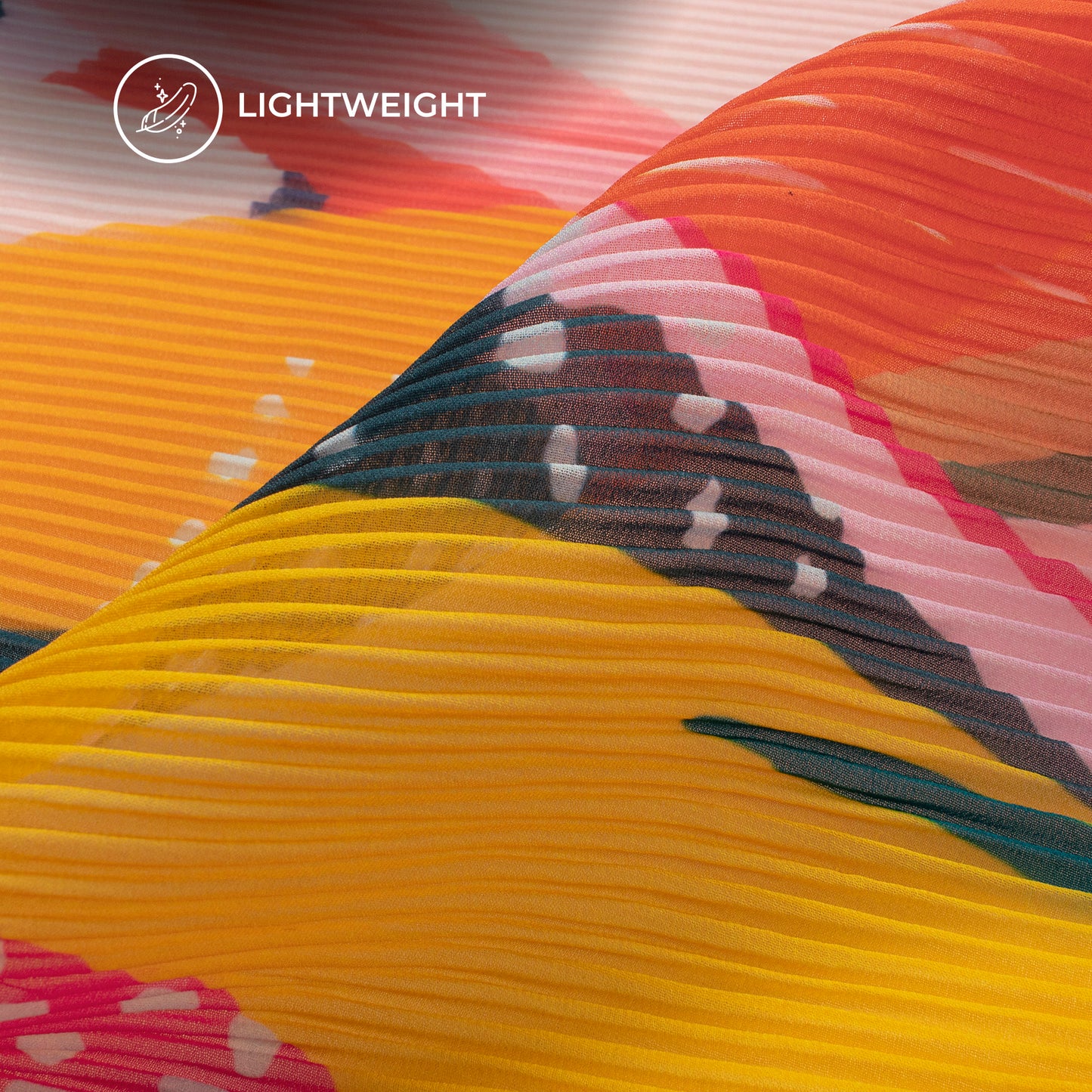 Multi-Color Geometrical Digital Print Georgette Pleated Fabric