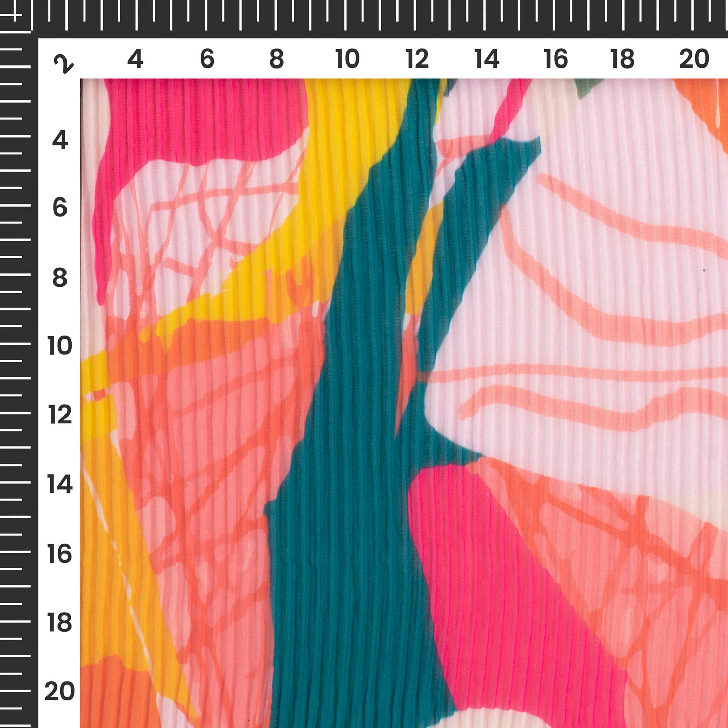 Multi-Color Geometrical Digital Print Georgette Pleated Fabric