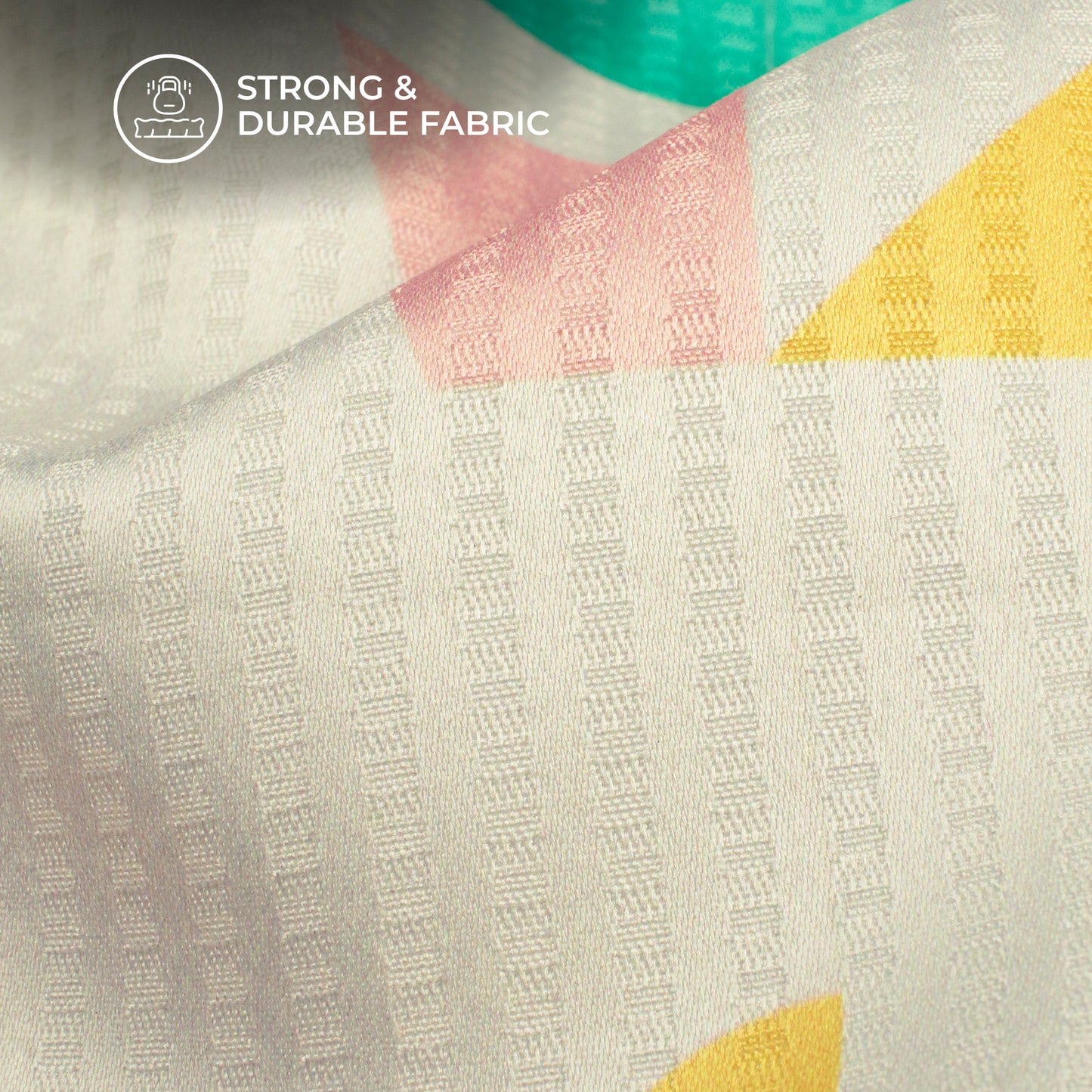 Cream And Mint Green Geometric Pattaern Digital Print Sherwani Fabric