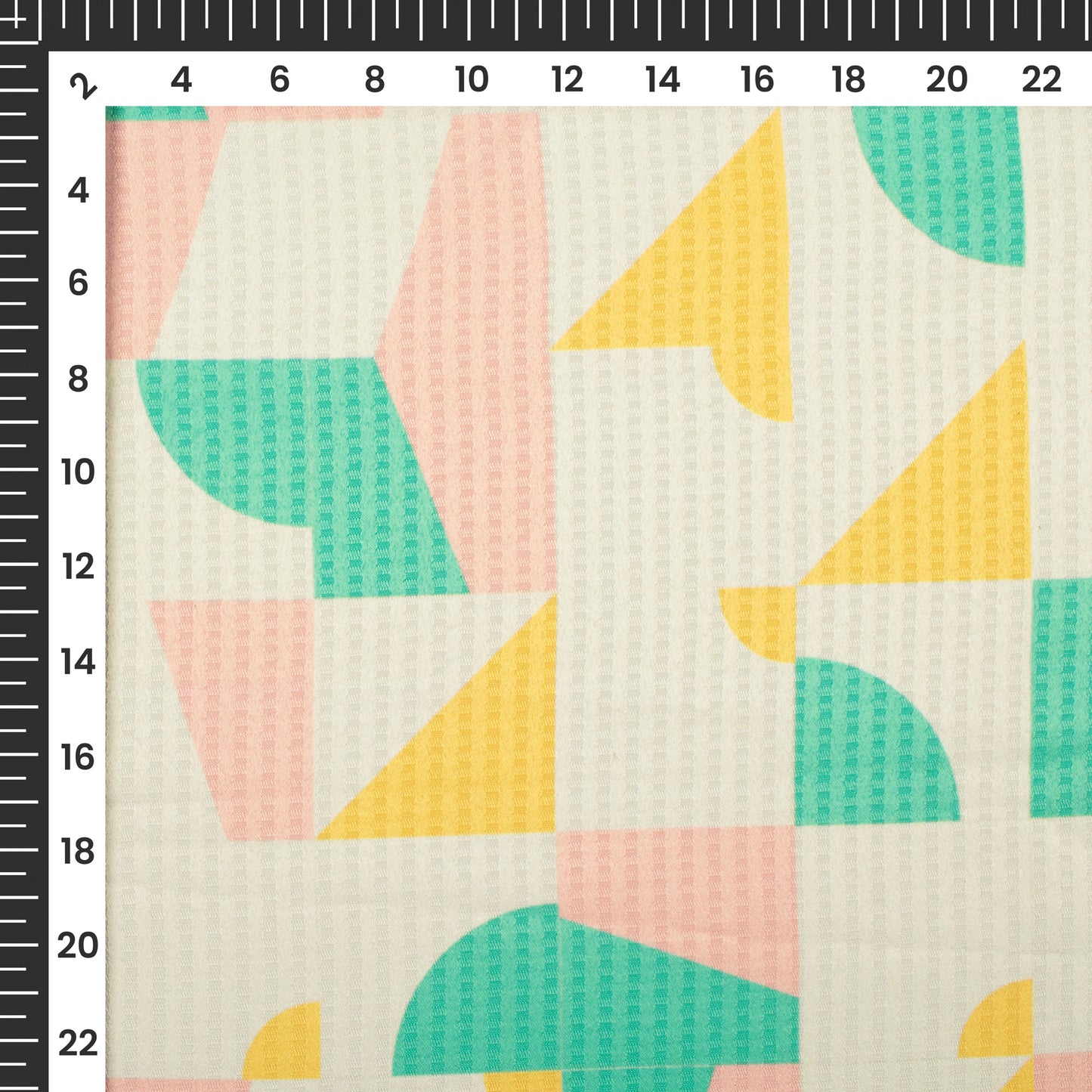Cream And Mint Green Geometric Pattaern Digital Print Sherwani Fabric