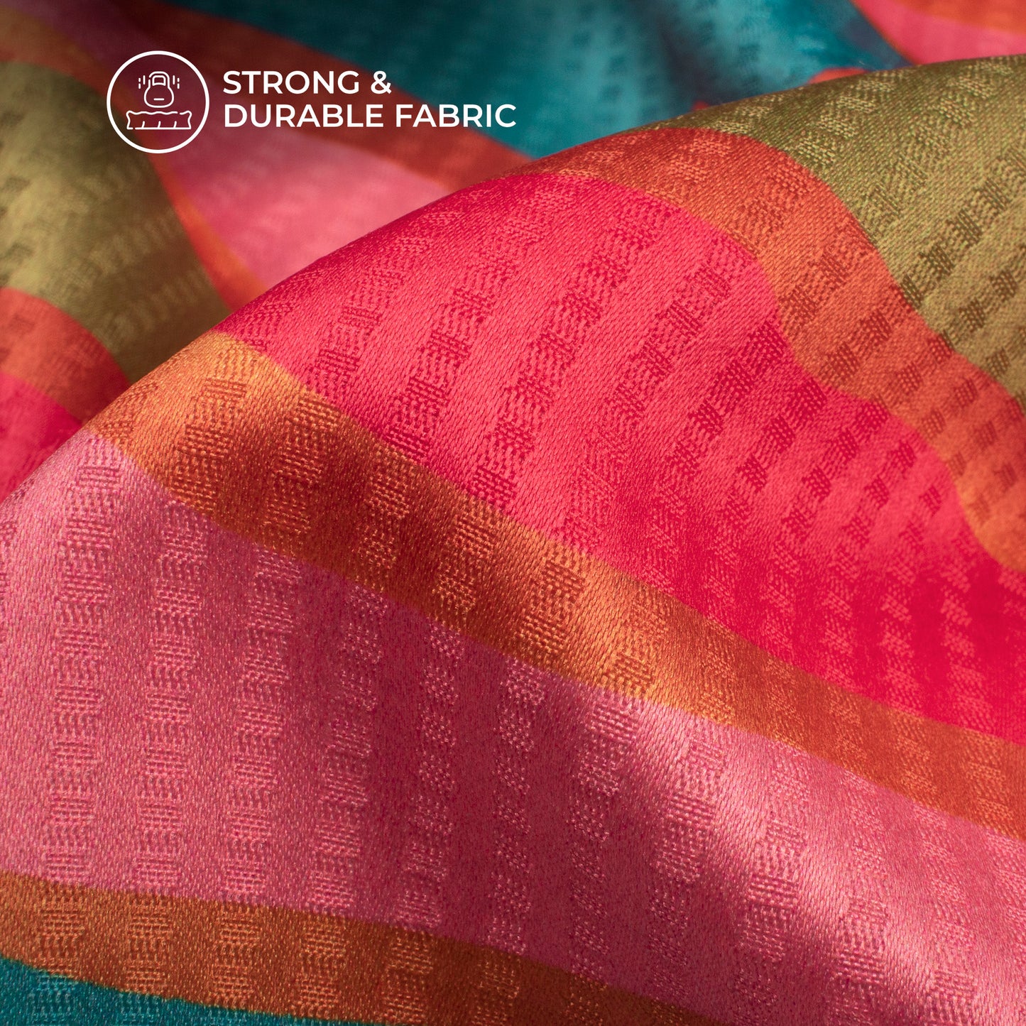 Multi-Color And Pink Stripes Pattaern Digital Print Sherwani Fabric
