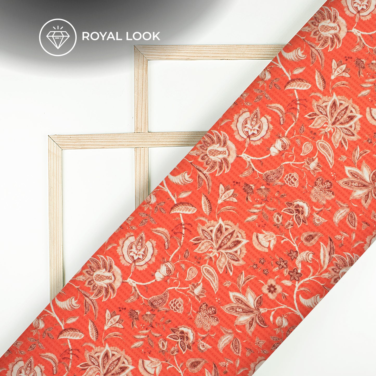 Rose Red And Brown Floral Pattaern Digital Print Sherwani Fabric