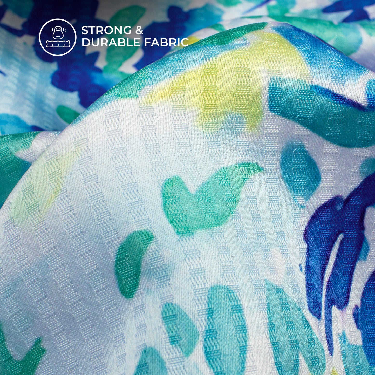 Blue And White Leaf Pattern Digital Print Sherwani Fabric