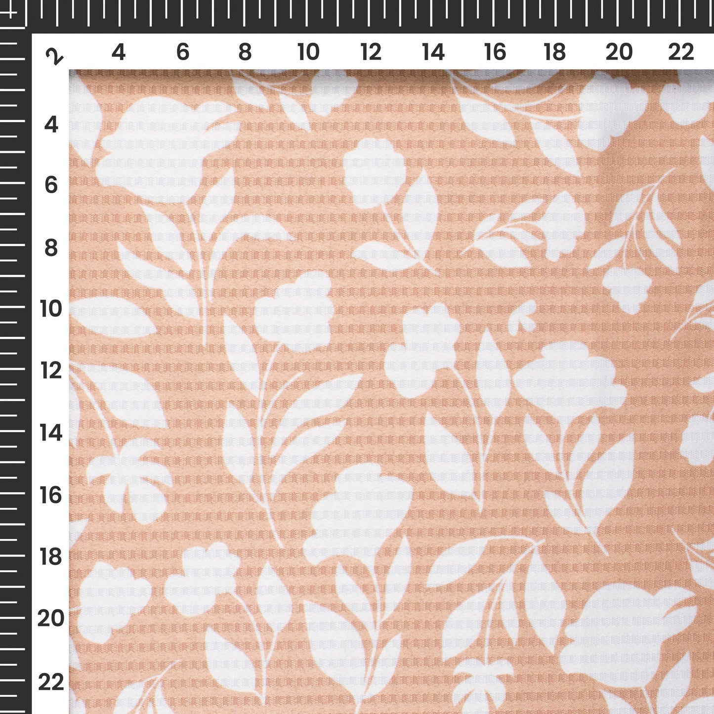 White And Beige Leaf Pattern Digital Print Sherwani Fabric