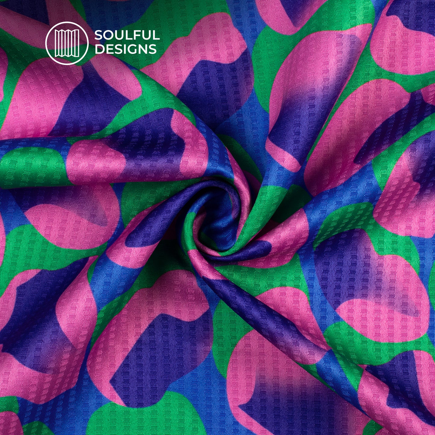 Blue Cobalt And Pink Quirky Pattern Digital Print Sherwani Fabric