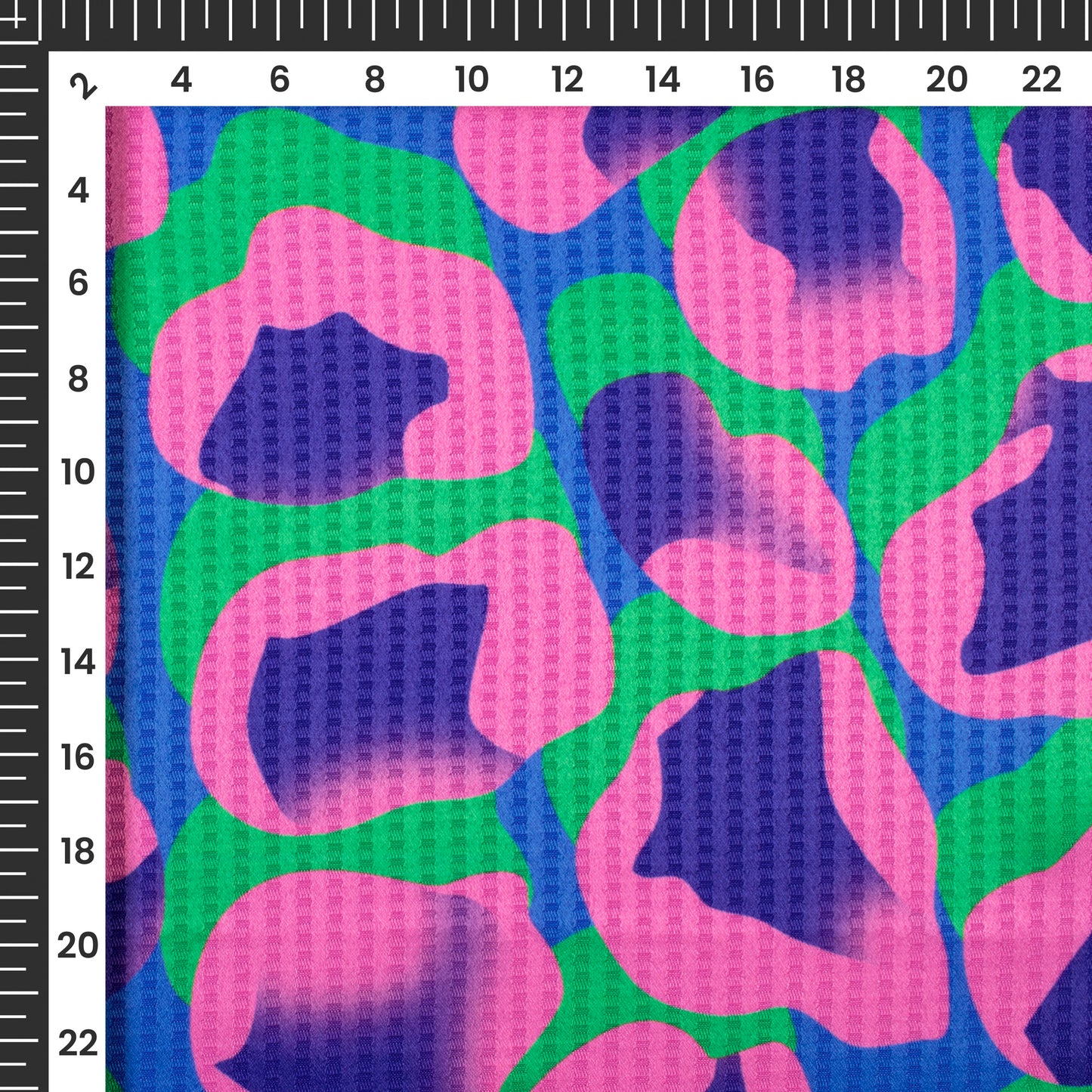 Blue Cobalt And Pink Quirky Pattern Digital Print Sherwani Fabric