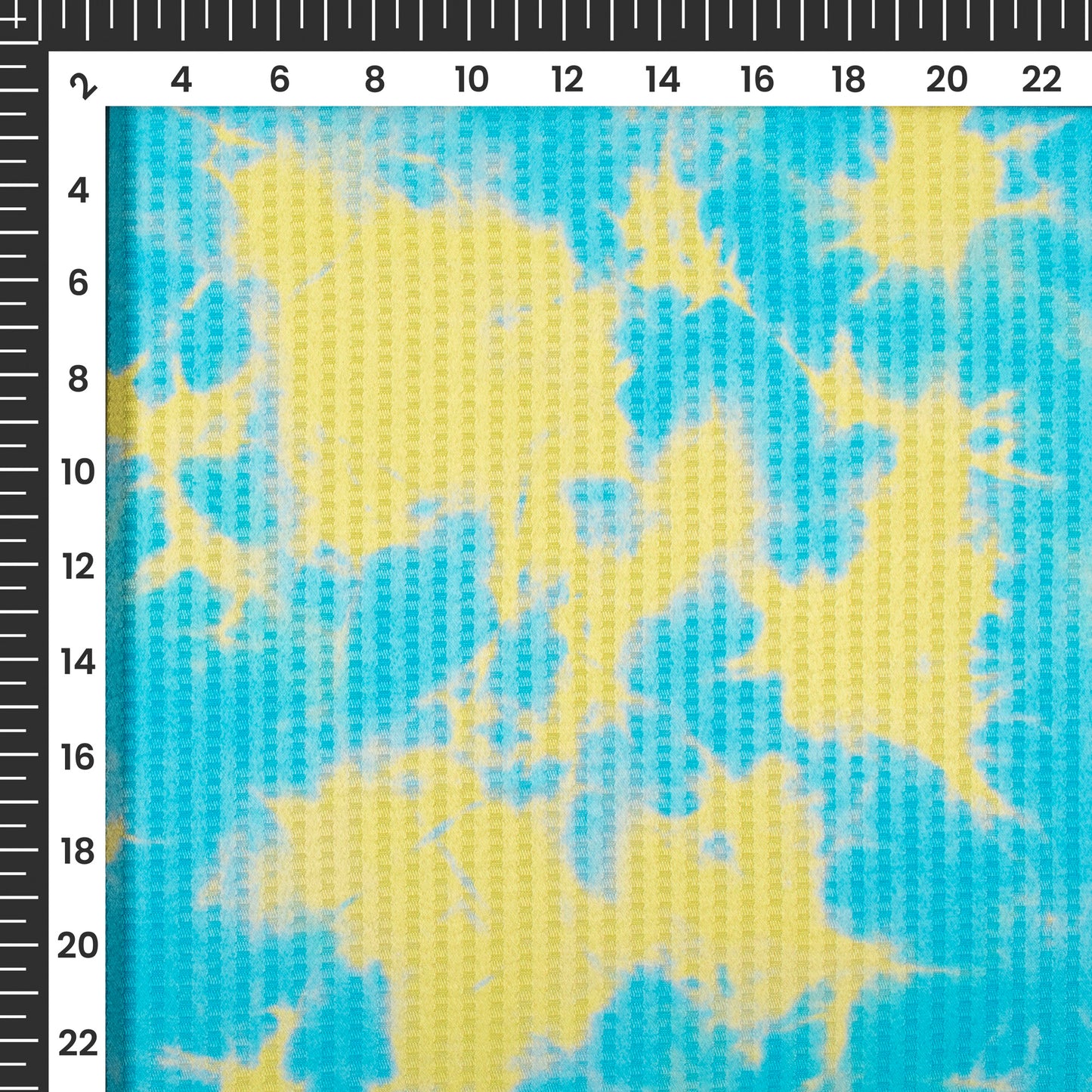 Yellow And Sky Tye And Dye Pattern Digital Print Sherwani Fabric
