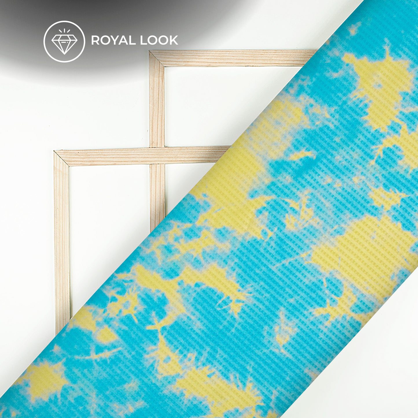 Yellow And Sky Tye And Dye Pattern Digital Print Sherwani Fabric