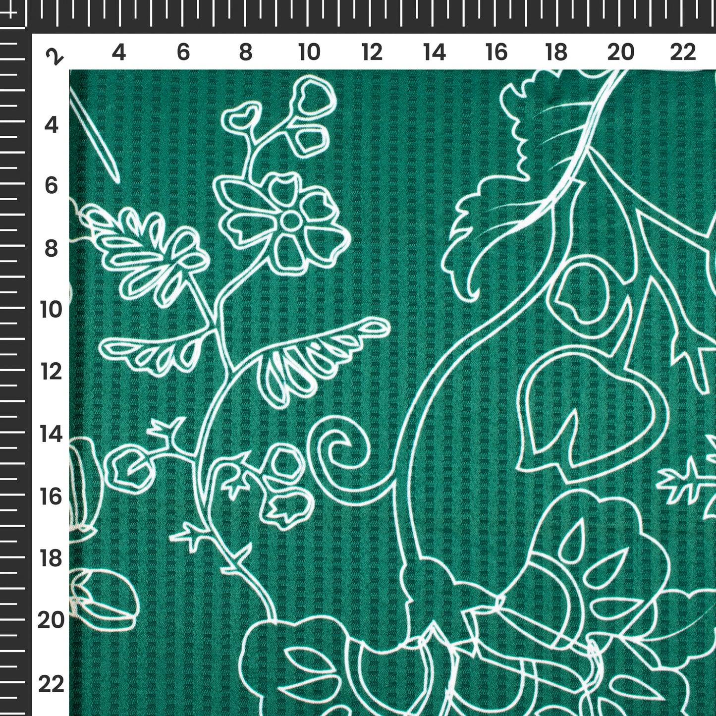 Castleton Green And White Floral Pattern Digital Print Sherwani Fabric