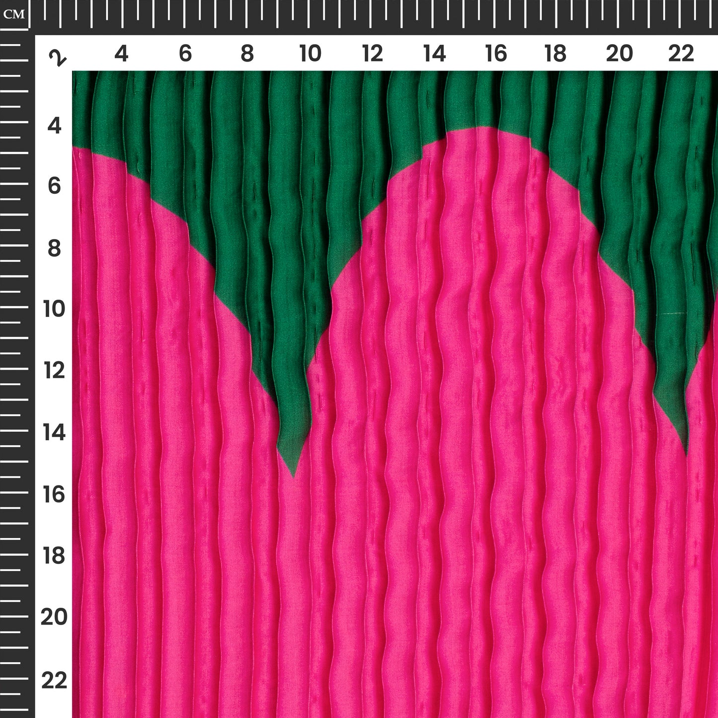 Dark Green Abstract Digital Print Japan Satin Pleated Fabric